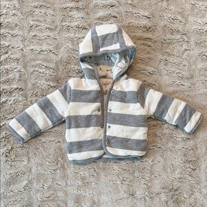 Burt's Bees Baby Gray and White Striped Jacket